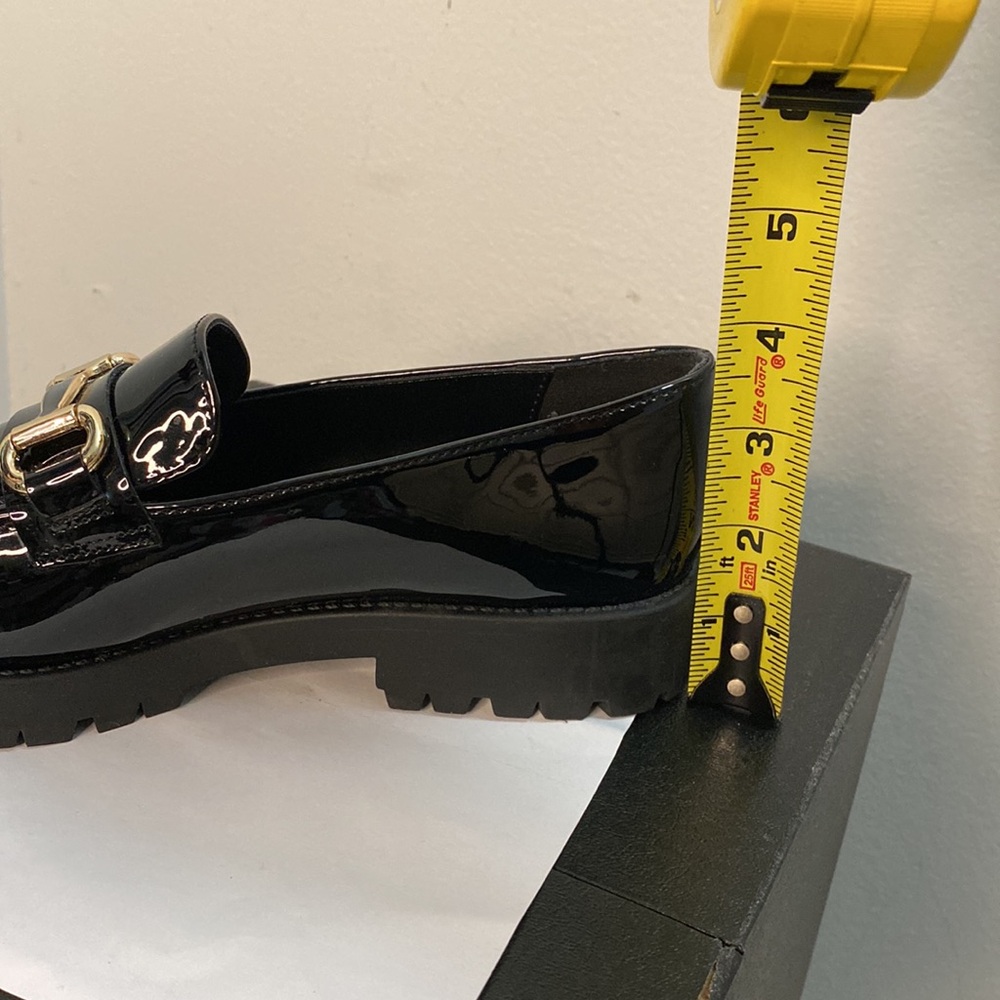 Bandolino | Franny Lug Sole Loafer Faux Patent Leather with Gold  Tone hardware - Picture 11 of 11